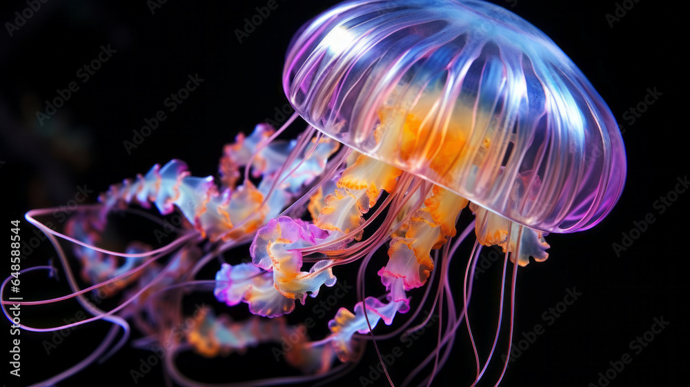 Obraz premium Purple jellyfish with tentacles