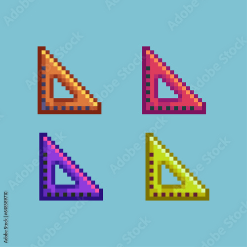 Pixel art sets of ruler with variation color items asset. simple bits of ruler on pixelated style.8bits perfect for game asset or design asset element for your game design asset