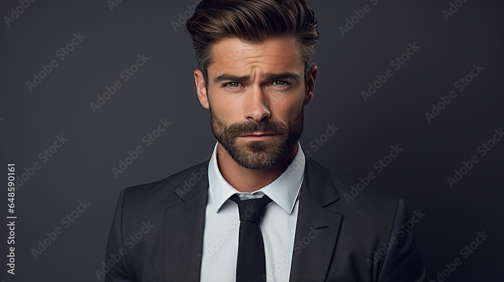 portrait of a handsome businessman on studio gray background portrait of a handsome businessman on studio gray background