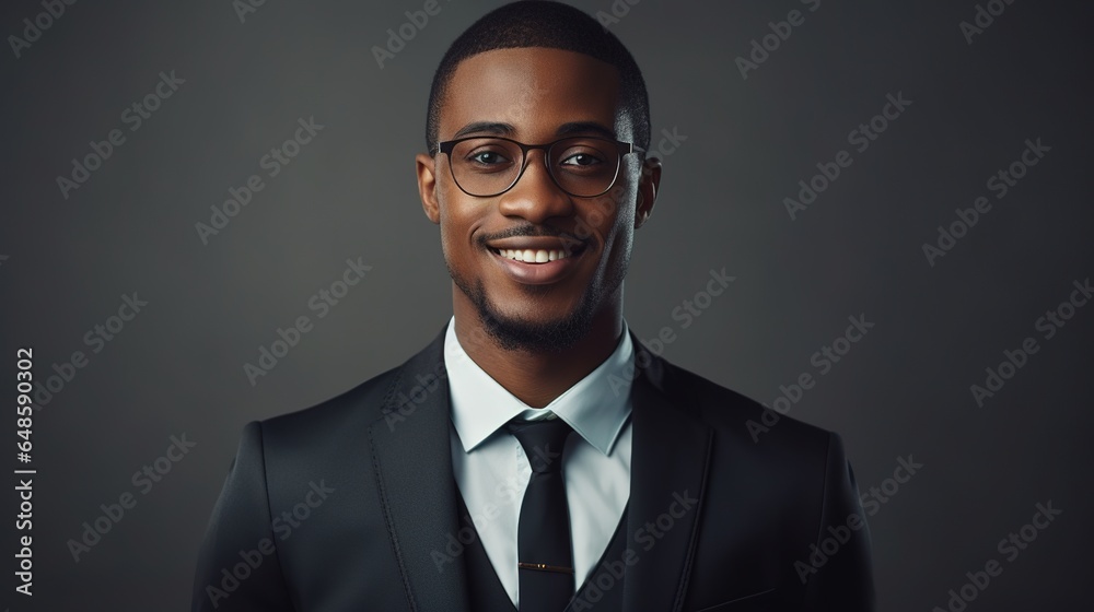 portrait of a american businessman, a confident businessman leader smiles at the camera. Male corporate leader ceo executive manager standing for business. generative ai - obrazy, fototapety, plakaty 