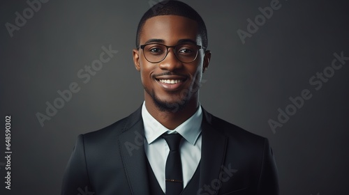 portrait of a american businessman, a confident businessman leader smiles at the camera. Male corporate leader ceo executive manager standing for business. generative ai