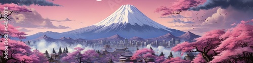 fuji mountain in japan panorama Illustration walpaper photo