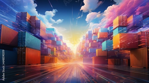 rows of freight containers background