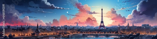 france eiffel tower panorama Illustration walpaper