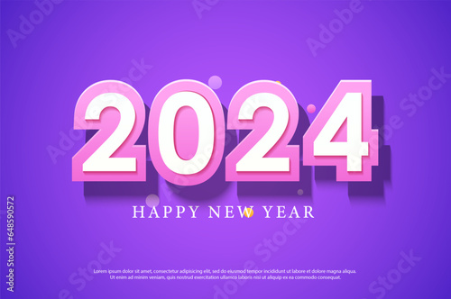 beautiful and subtle color concept for 2024 new year flyer. 2024 number logo.