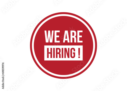 we are hiring red vector banner illustration isolated on white background