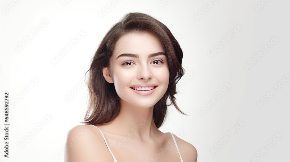 Portrait of a lovely young lady with clean, fresh skin. Model with immaculate face skin, healthy skin, and beauty skincare. Portrait of a lovely young lady with clean, fresh skin. Model with immaculate face skin, healthy skin, and beauty skincare.