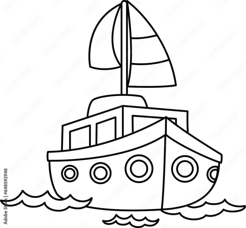 Illustration black and white boat