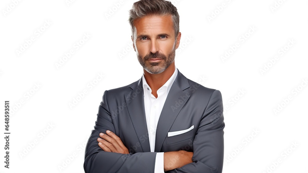 Handsome businessman on white background. generative ai