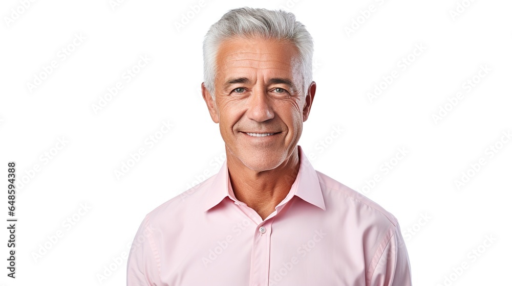 Portrait of mature man isolated on white background. generative ai Portrait of mature man isolated on white background. generative ai