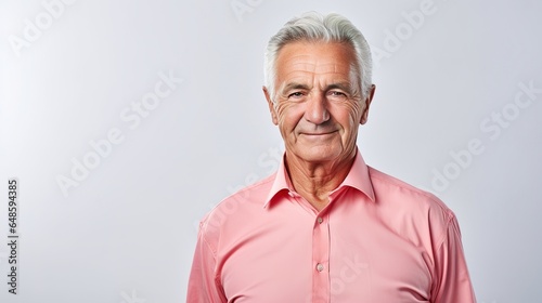 Portrait of mature man isolated on white background. generative ai