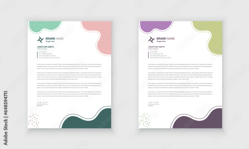corporate modern creative Business letterhead design template.