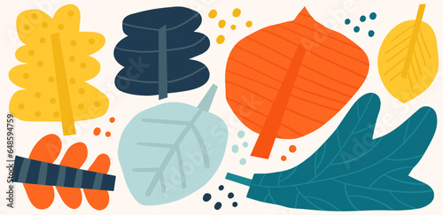 Cute hand drawn doodle autumn leaves