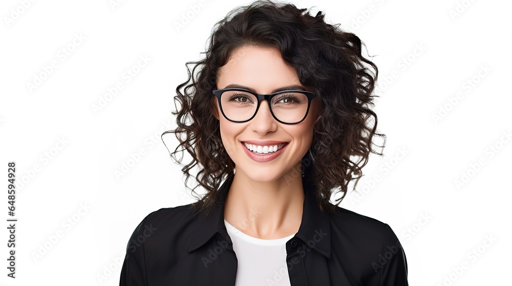 Obraz premium Closeup of a businesswoman standing on white studio. generative ai
