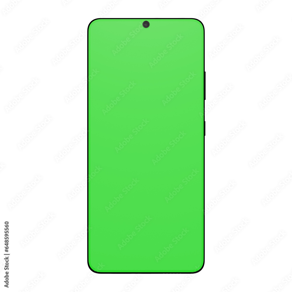 phone with green screen on a white background. product presentation. 3d render
