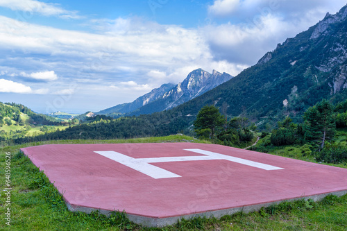 Mountain rescue helicopter landing pad photo
