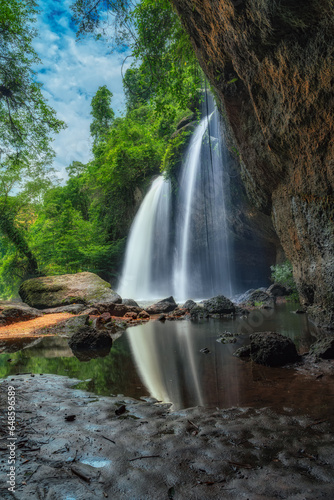 Nam Tok Haew Suwat or Haew Suwat Waterfall It is considered one of the most beautiful waterfalls in Thailand. Located in Khao Yai National Park. which is a natural World Heritage Site.