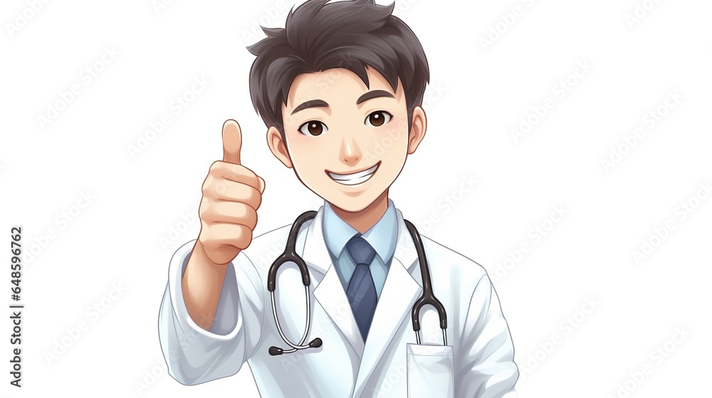Doctor with a stethoscope showing thumbs up. generative ai Doctor with a stethoscope showing thumbs up. generative ai
