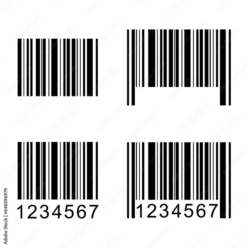 Set of Barcode vector icon. Bar code for web flat design. scanner illustration Set of Barcode vector icon. Bar code for web flat design. scanner illustration