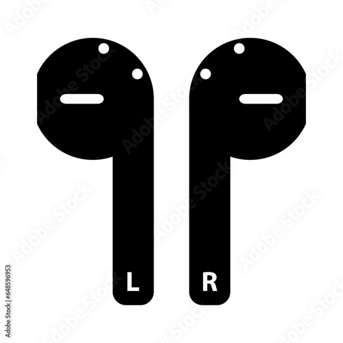 Set of Earphones music flat icon, sound technology device sign, web audio symbol vector illustration