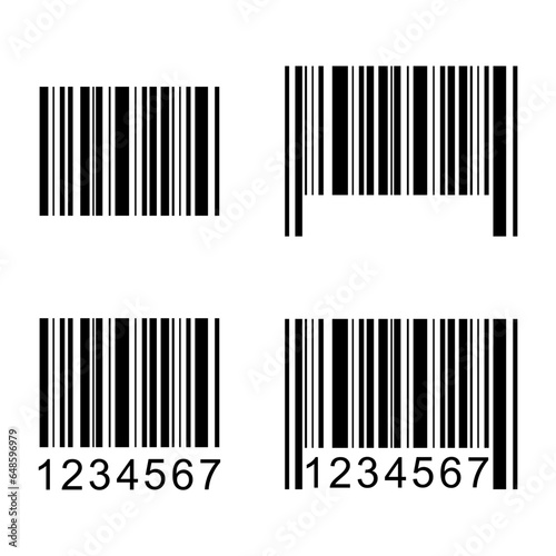 Set of Barcode vector icon. Bar code for web flat design. scanner illustration