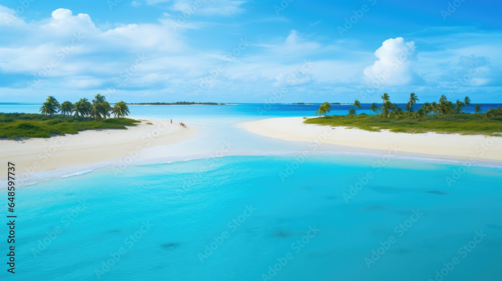 Stunning drone view of a turquoise lagoon surrounded by white sandy beaches Stunning drone view of a turquoise lagoon surrounded by white sandy beaches