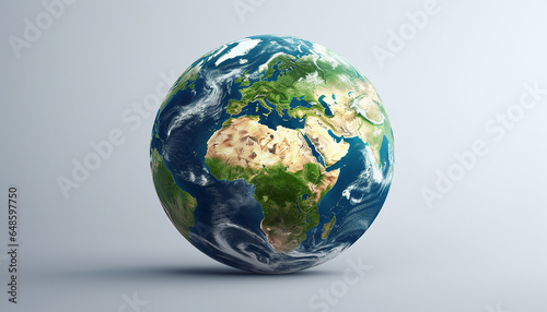 Earth Planet - Elevation Front View Isolated on White Background