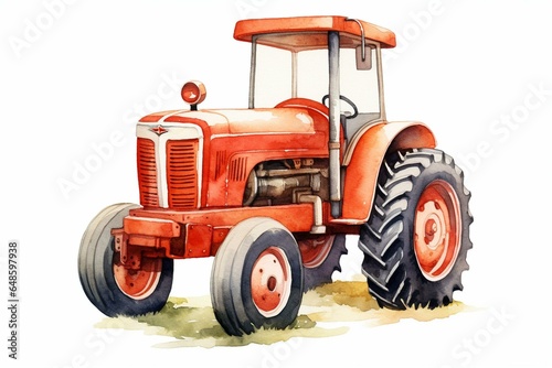 Watercolor-illustrated tractor for kids. Generative AI