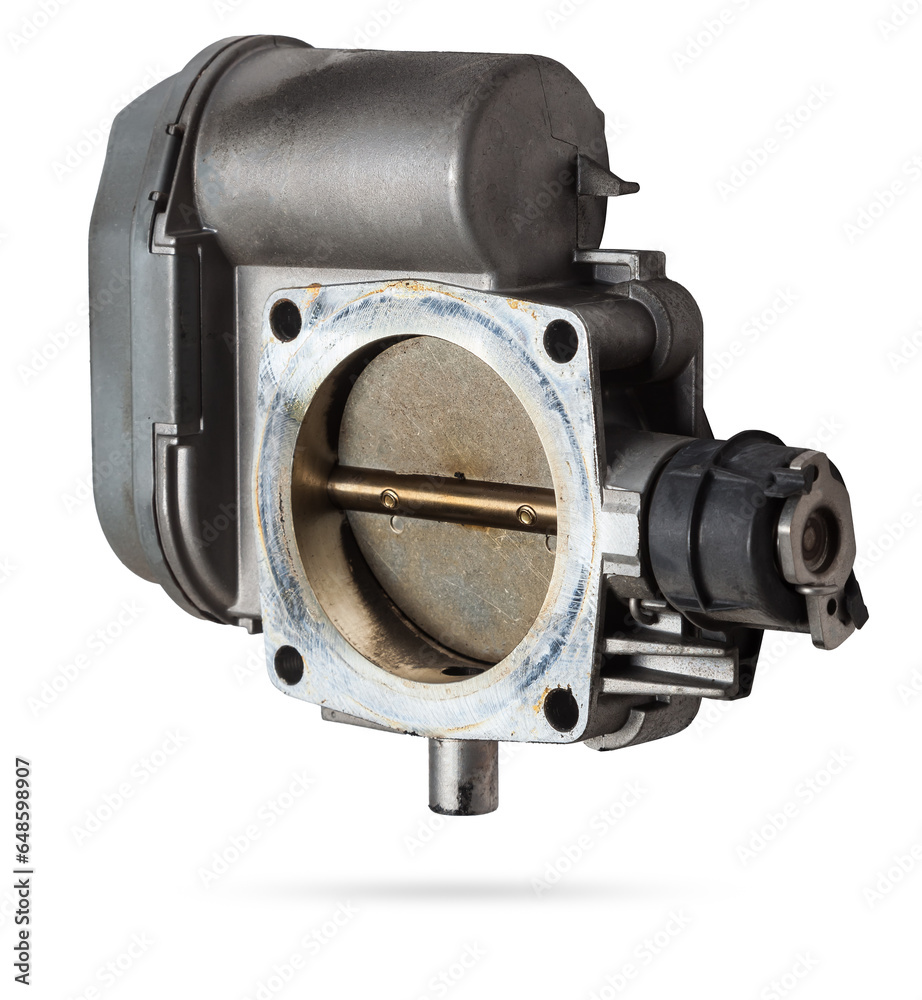 Car part engine throttle valve opened by the gas pedal to supply more air to the engine. Spare parts catalog for vehicles from the junkyard. Car part engine throttle valve opened by the gas pedal to supply more air to the engine. Spare parts catalog for vehicles from the junkyard.