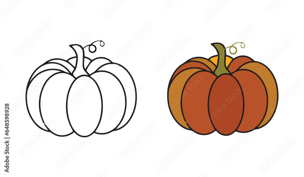 Pumpkin vector for Thanksgiving. pumpkin, Thanksgiving flat color icon vector .