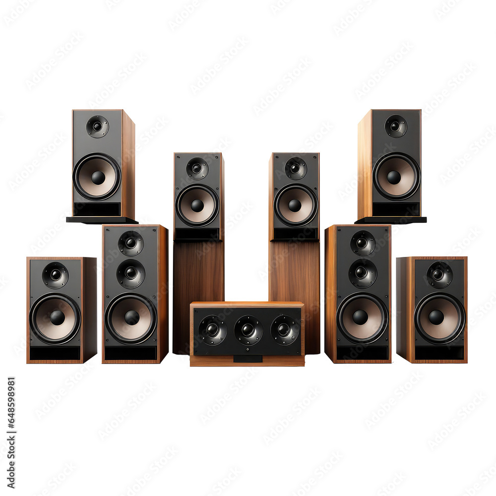 many audio speakers isolated on white many audio speakers isolated on white