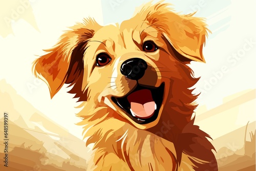 Material vector renderings of dogs with diverse expressions, paired with abstract, summer-inspired backdrops. Arranged in a wallpaper format for enhanced viewer engagement.