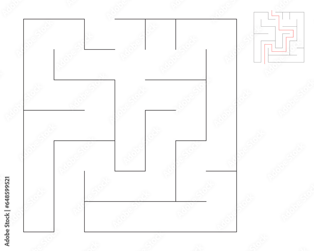 Square maze, logic game with labyrinths. maze game. A maze with answers