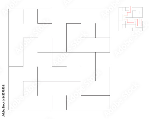 Square maze,  logic game with labyrinths.  maze game. A maze with answers