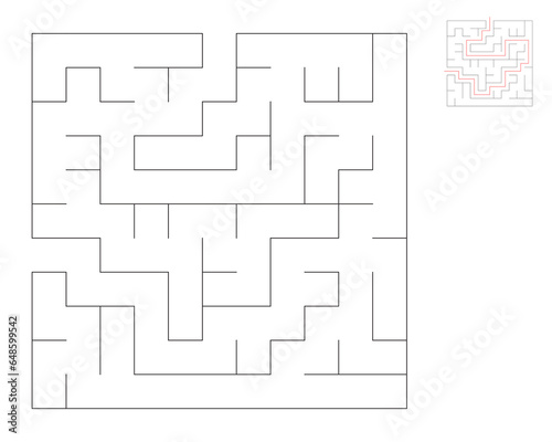 Square maze,  logic game with labyrinths.  maze game. A maze with answers