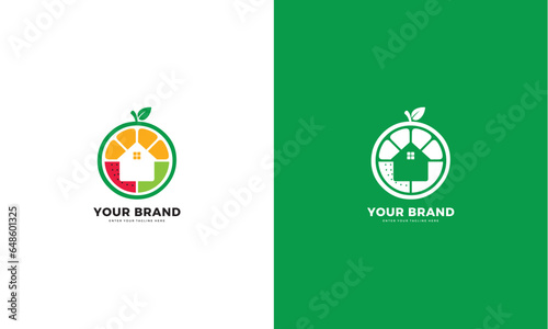 Fruit house logo, vector graphic design
