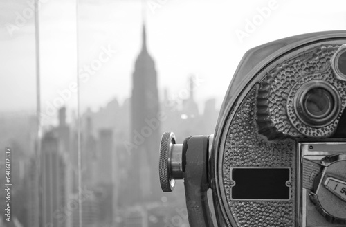 New York, Longue vue et Empire State Building N&B