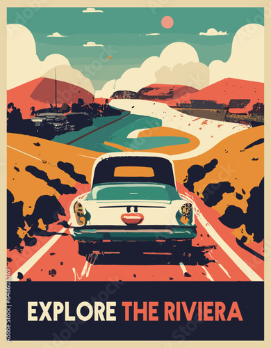 Retro style travel poster or sticker. vintage travel poster. Travel poster set vector template design with promo text and world's famous landmarks and tourist destinations elements