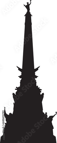 Simple black flat drawing of the USA historical landmark monument of the SOLDIERS' AND SAILORS' MONUMENT, INDIANAPOLIS