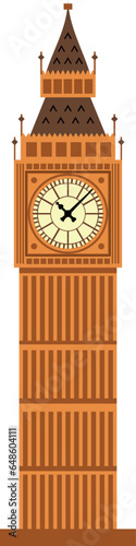 Simple colorful flat drawing of the British historical landmark monument of the BIG BEN, LONDON