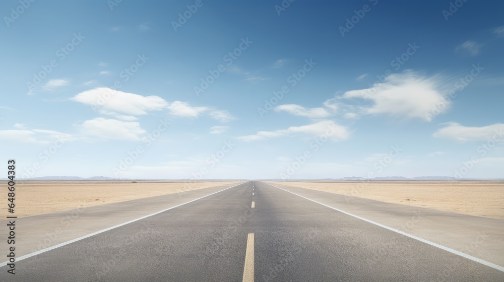 An empty road stretching through a vast desert landscape