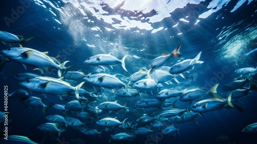 The water is alive with a school of snapper fish swimming