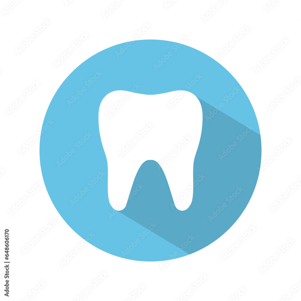 Tooth round vector icon with shadow Tooth round vector icon with shadow