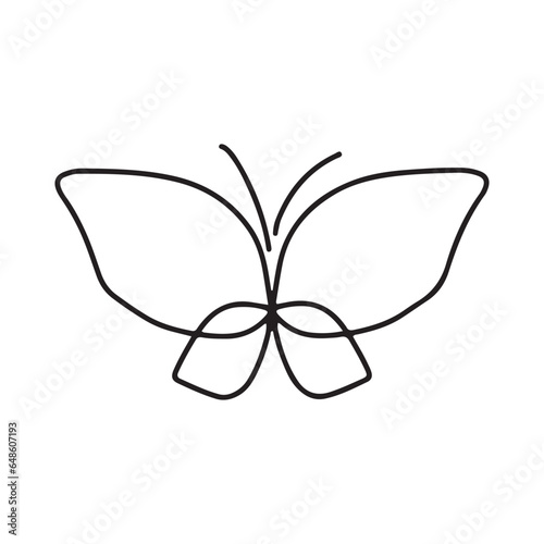 Butterfly line art. Simple minimal butterfly line tattoo icon logotype © dapiyupi
