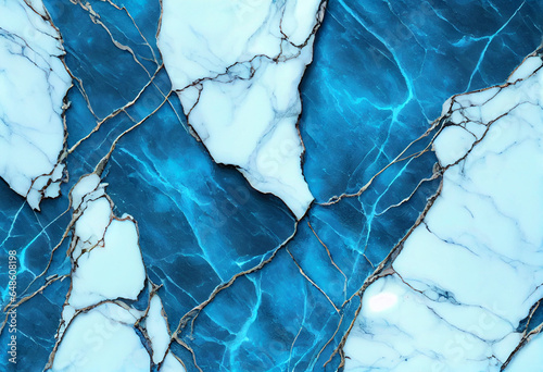 Wall blue and white stone marble texture pattern background, material. Generative AI