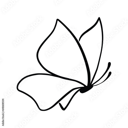 Butterfly line art. Simple minimal butterfly line tattoo icon logotype