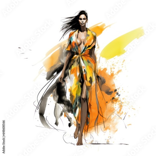 Fashion illustration, watercolor sketch
