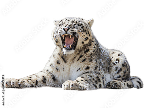 Snow Leopard Grooming Transparent Background photo