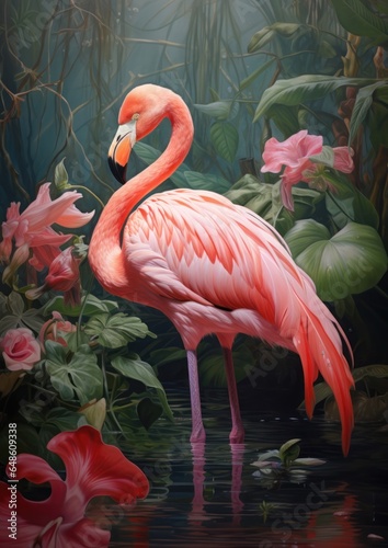 Beautiful pink flamingo