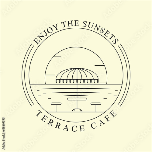 cafe terrace logo line art graphic design icon template simple minimalist vector illustration